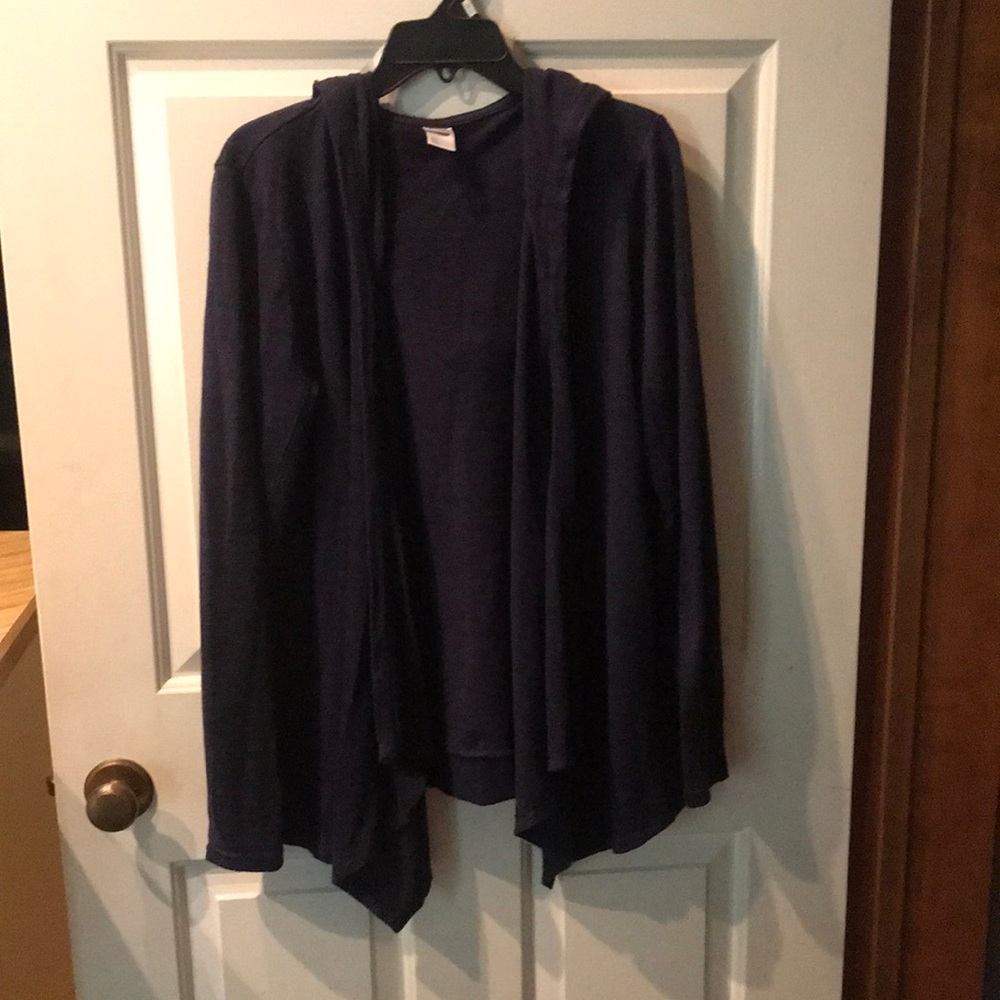 Old navy open front hooded sweater size L color dark blue